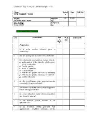 ICQ for Procurement Process – GRCReady