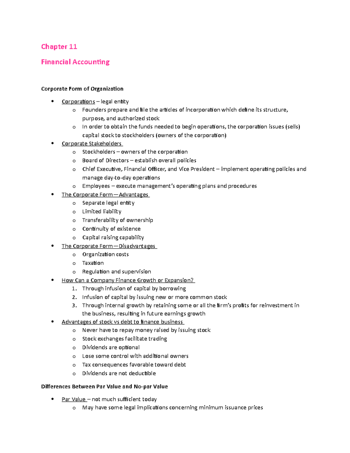 Chapter 11 - Professor Stewart Smith - Chapter 11 Financial Accounting ...