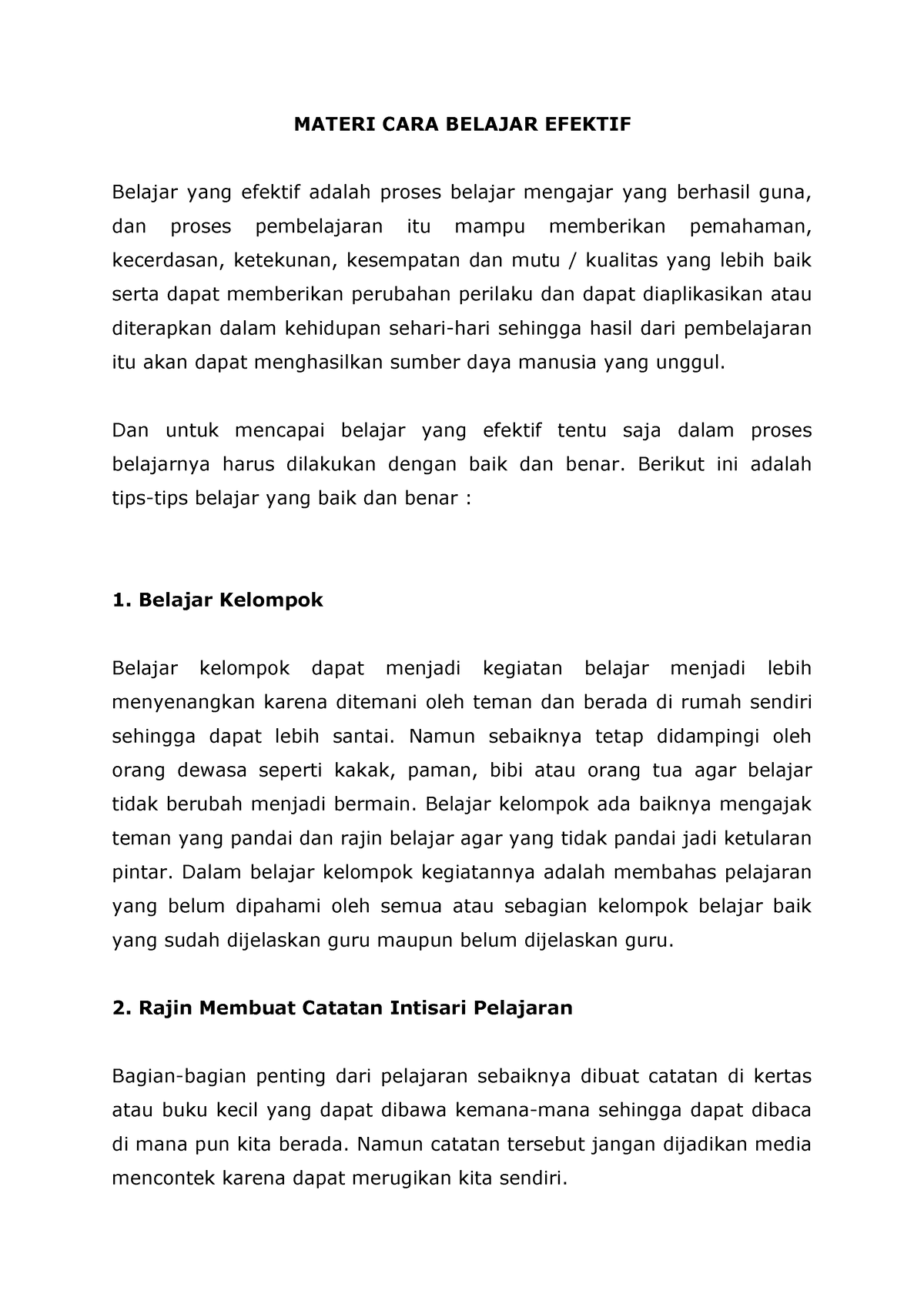 1. Materi MPLS Belajar Efektif - MATERI CARA BELAJAR EFEKTIF Belajar ...