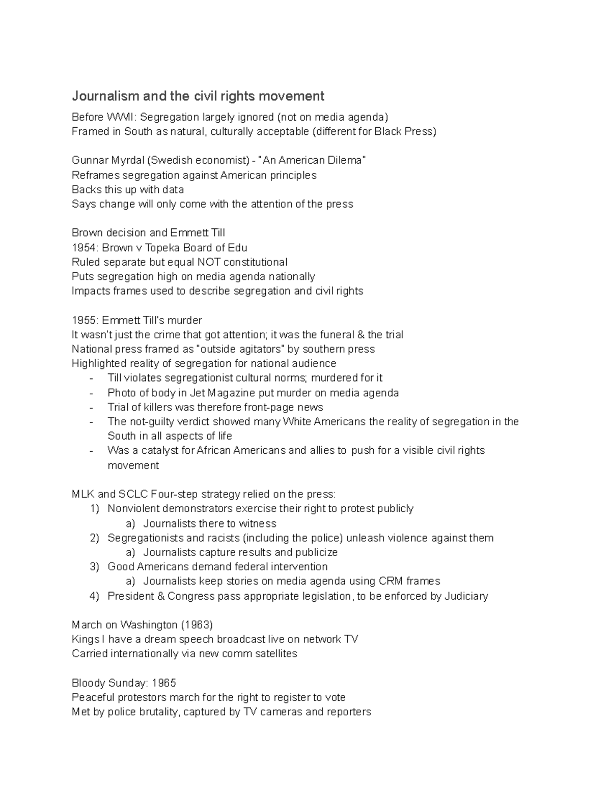 Civil Rights Movement and Public Relations Notes - Journalism and the ...
