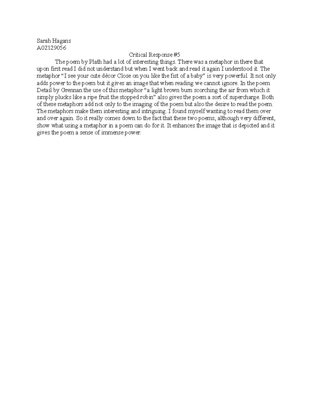 Critical response #5 - Assignment - Sarah Hagans A02129056 Critical ...