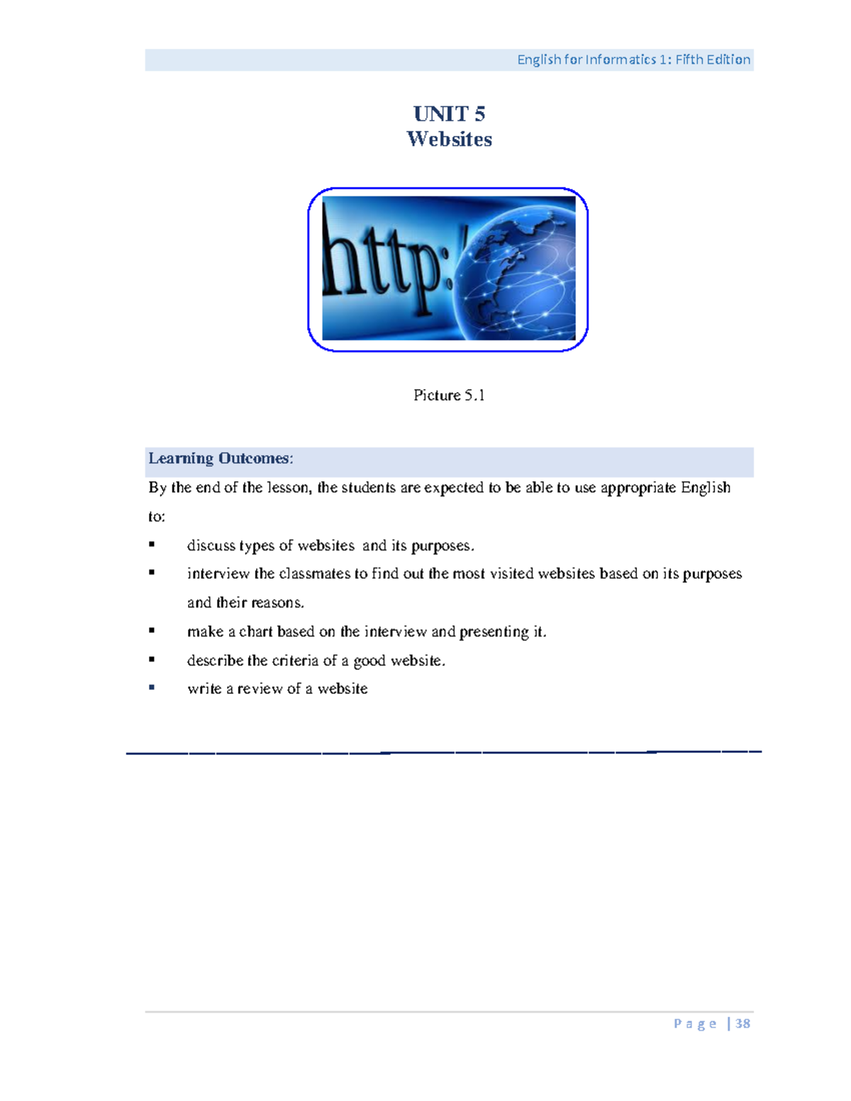 Modul Bahasa Inggris 1 UNIT 5 - UNIT 5 Websites Picture 5. Learning ...