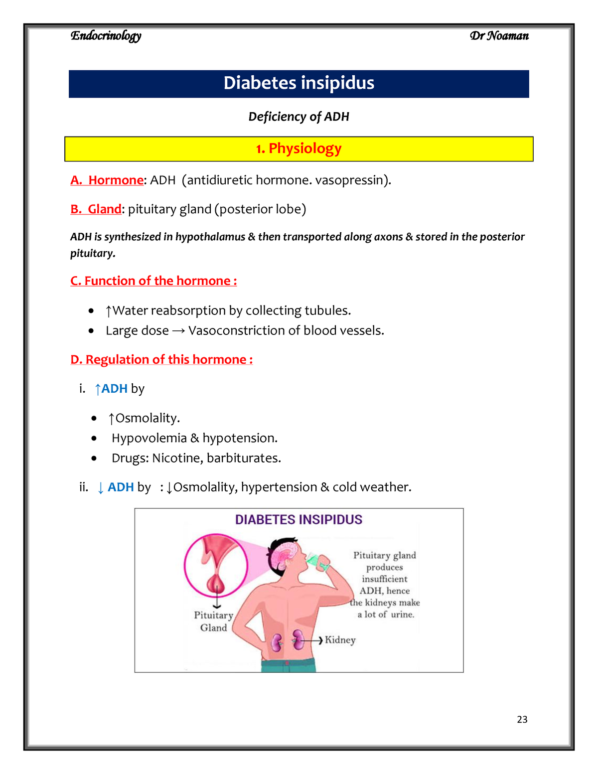 Diabetes insipidus Medicine and Surgery course Diabetes insipidus