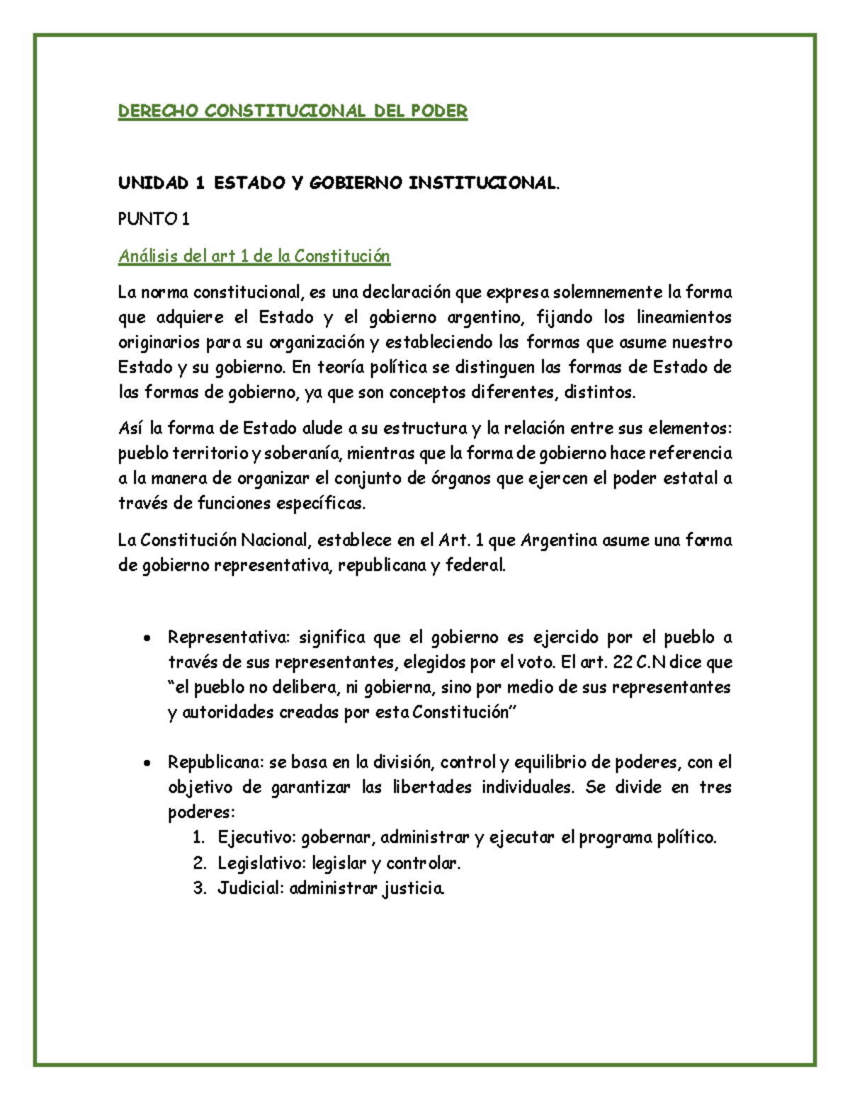 unidad 1 constitución - DERECHO CONSTITUCIONAL DEL PODER UNIDAD 1 ...