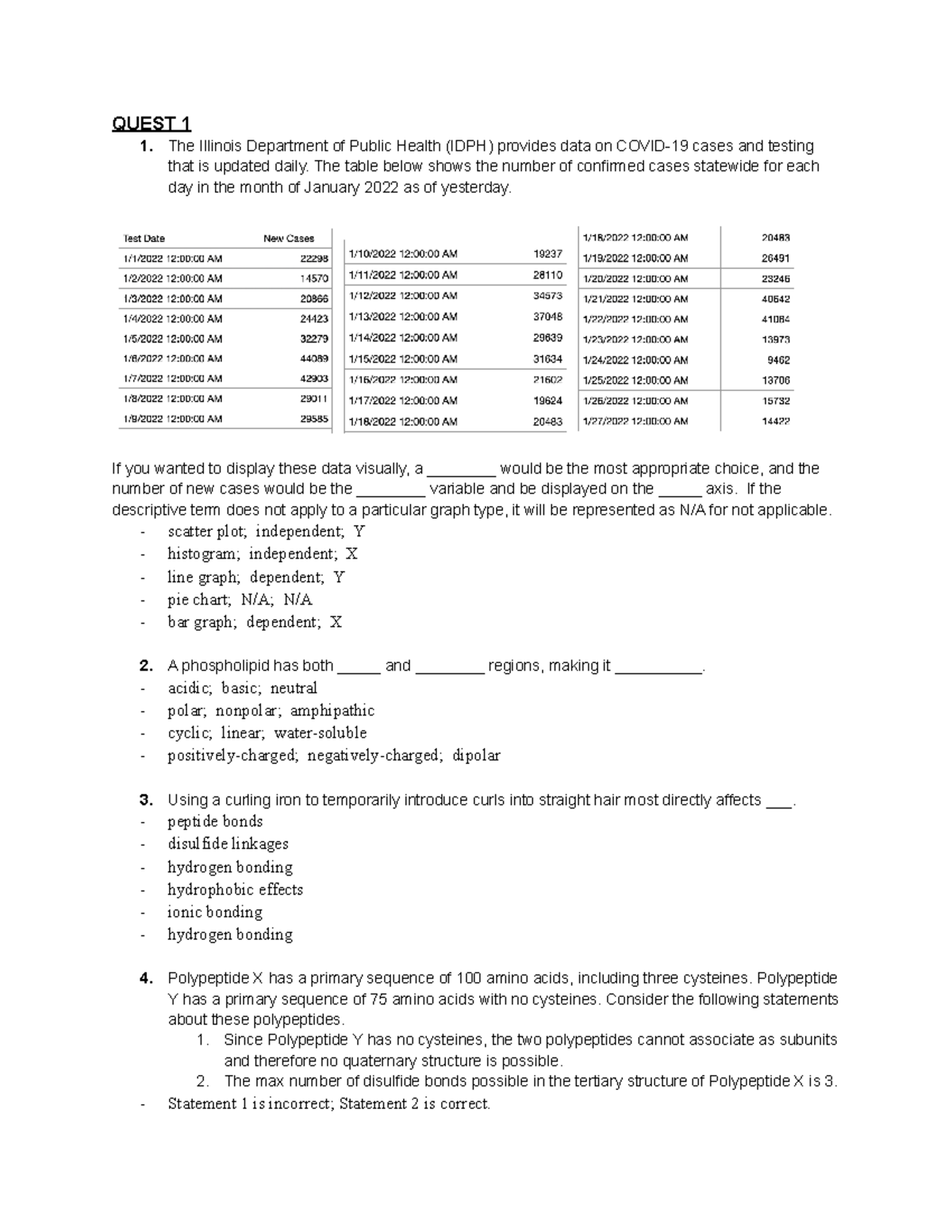 MCB 150 Old Quest 1 Questions With Answers QUEST 1 The Illinois