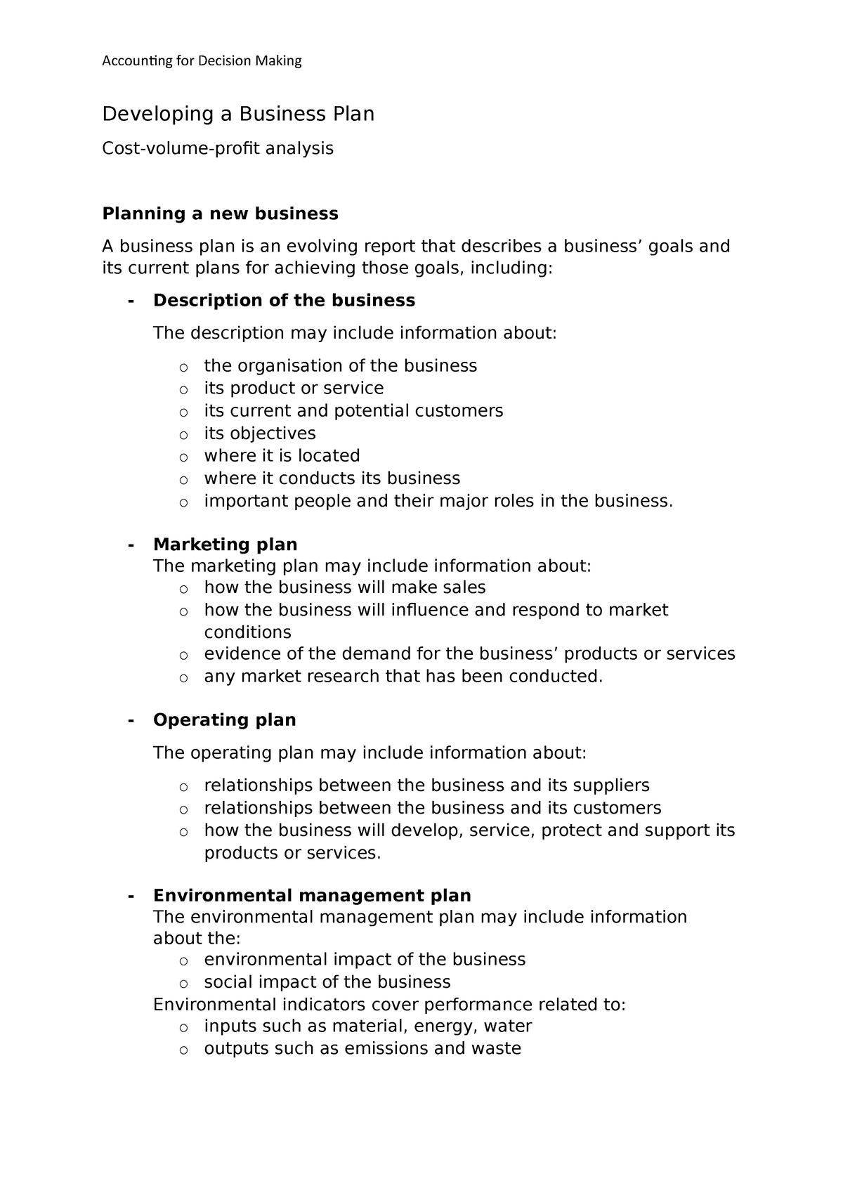 chapter 35 developing a business plan