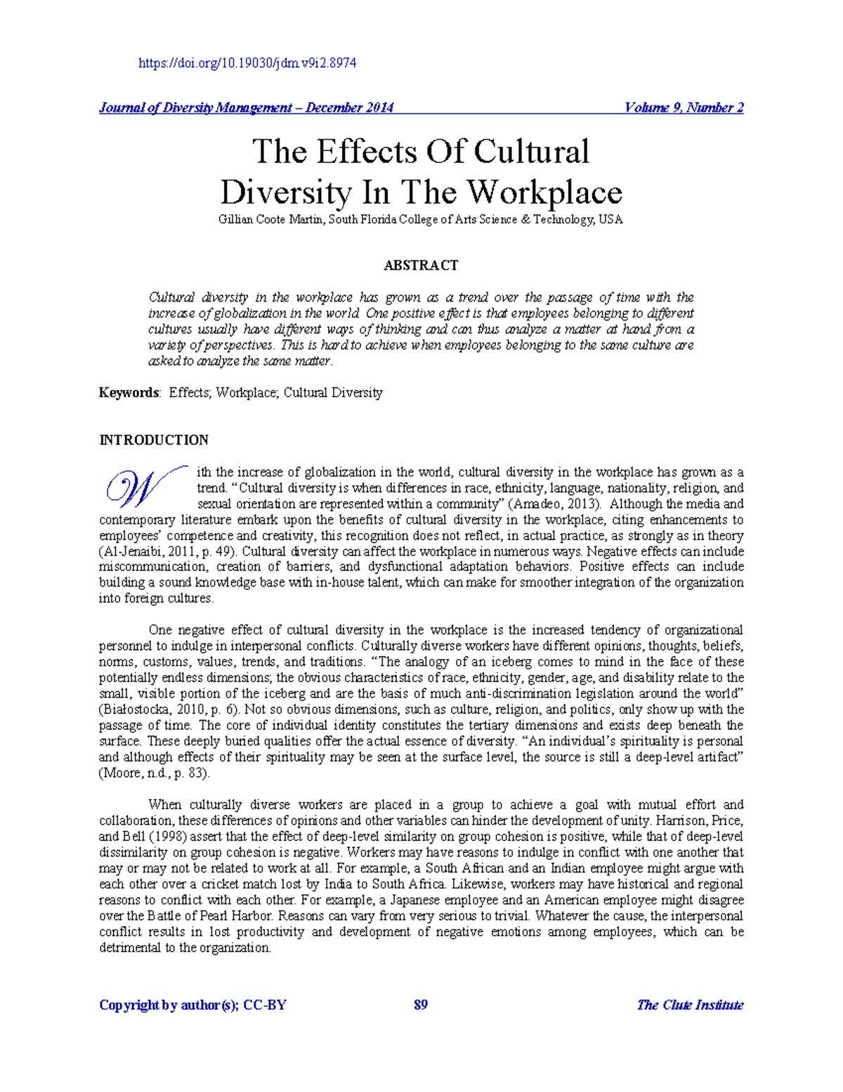 The effects of Cultural Diversity in Workplace - Journal of Diversity ...