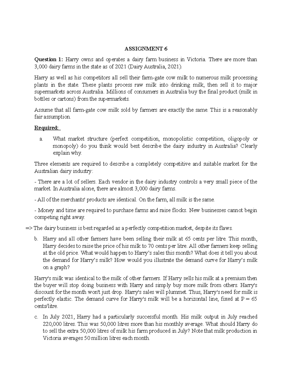 Assignment Week 6 For Economic Principles Eco10004 Assignment 6