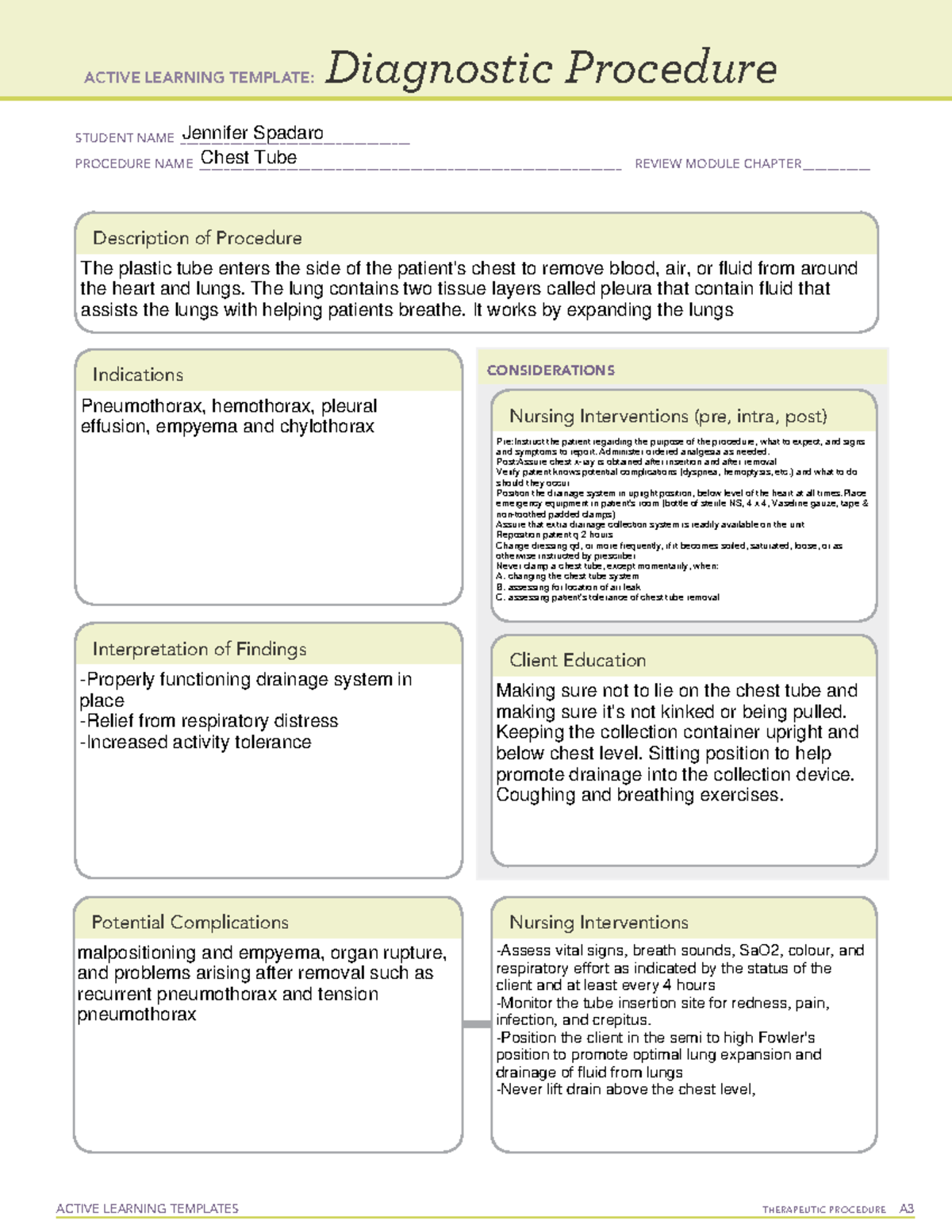 Chest Tube - ACTIVE LEARNING TEMPLATES THERAPEUTIC PROCEDURE A ...