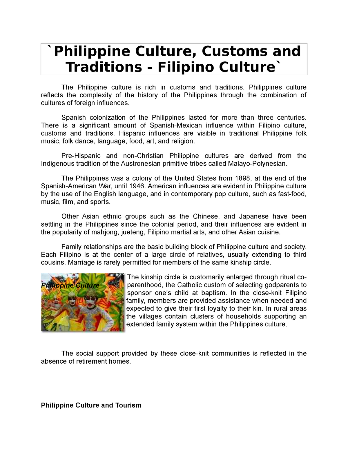 philippine popular culture essay brainly
