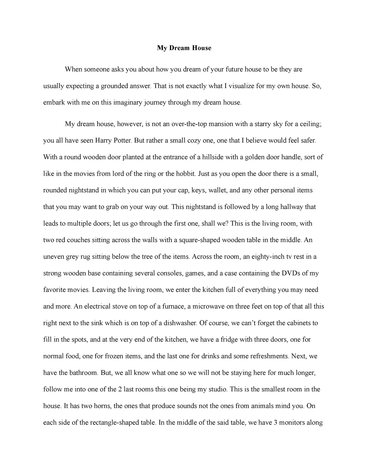 the house of my dreams descriptive essay