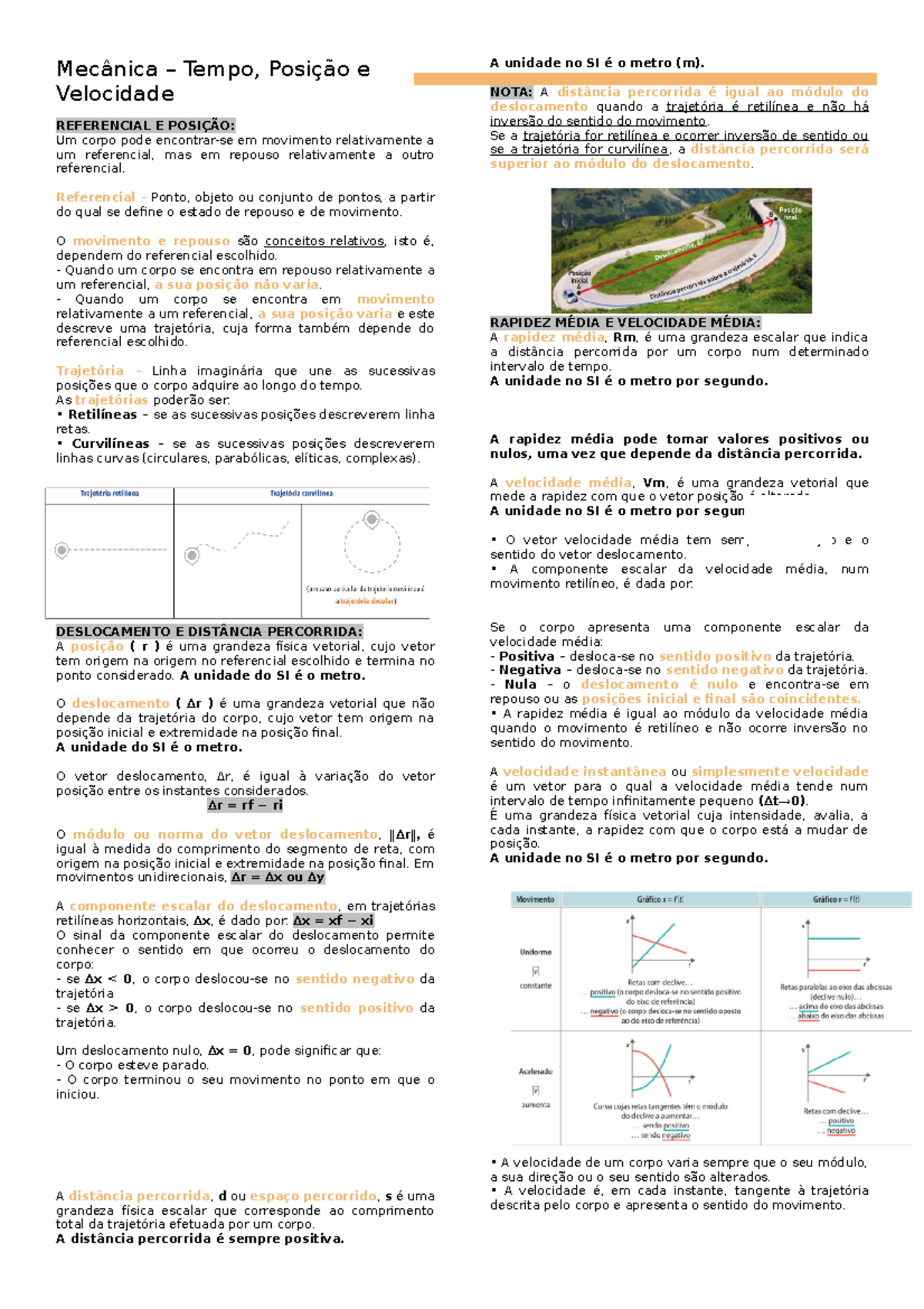 Mecânica - Resumo De Física - Mecânica De 11º Ano - Mecânica – Tempo ...