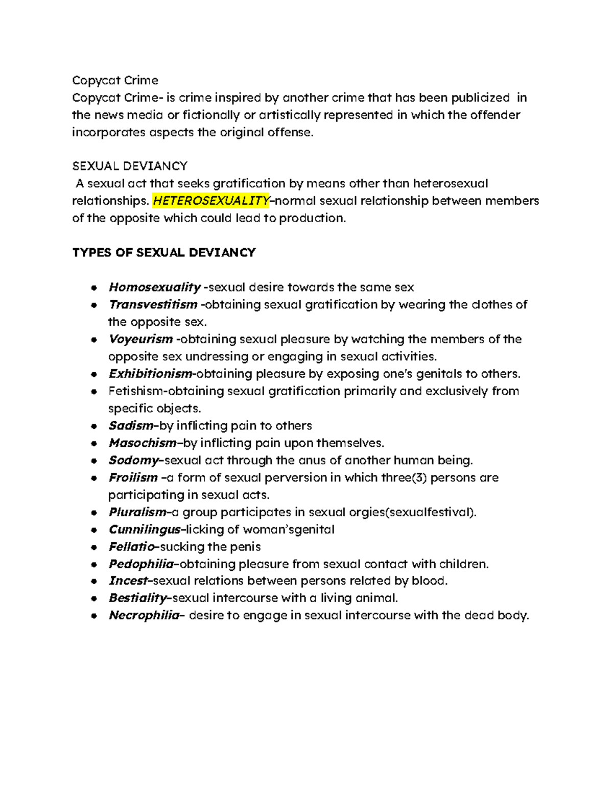 Types OF Sexual Deviancy - Copycat Crime Copycat Crime- is crime ...