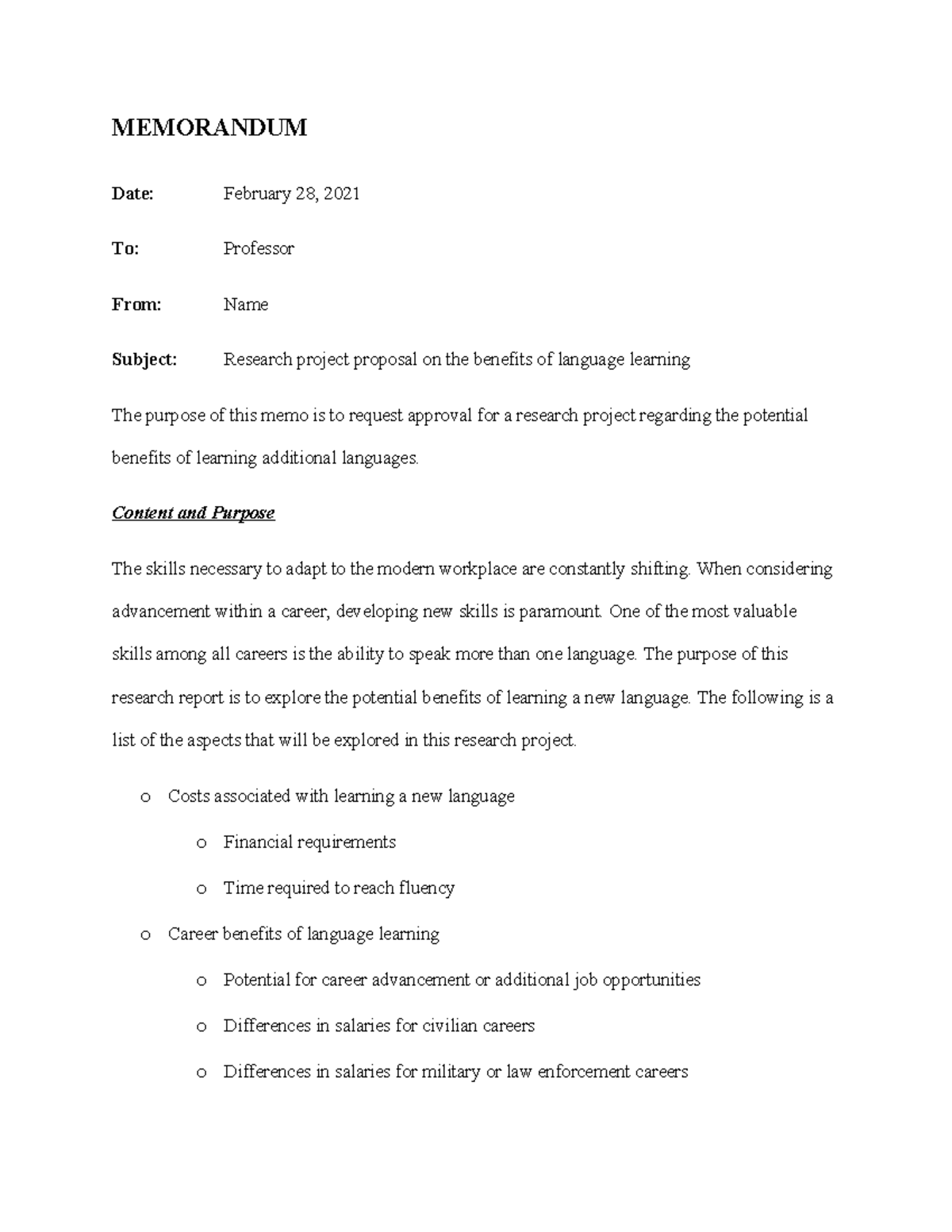 2021Feb28Project Proposal Memo - MEMORANDUM Date: February 28, 2021 To ...