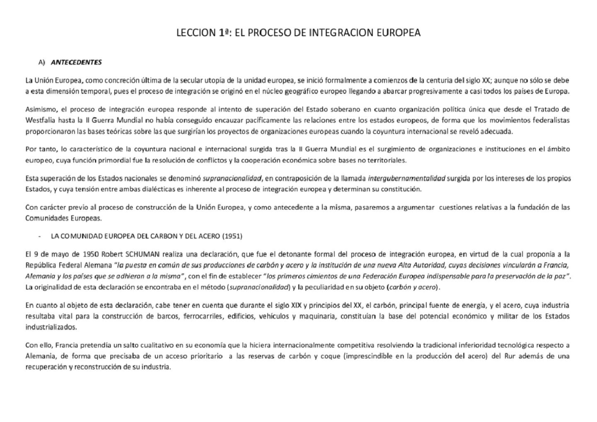 Leccion 1 - PDF lección 1 - Instituciones de la Unión Europea - Studocu