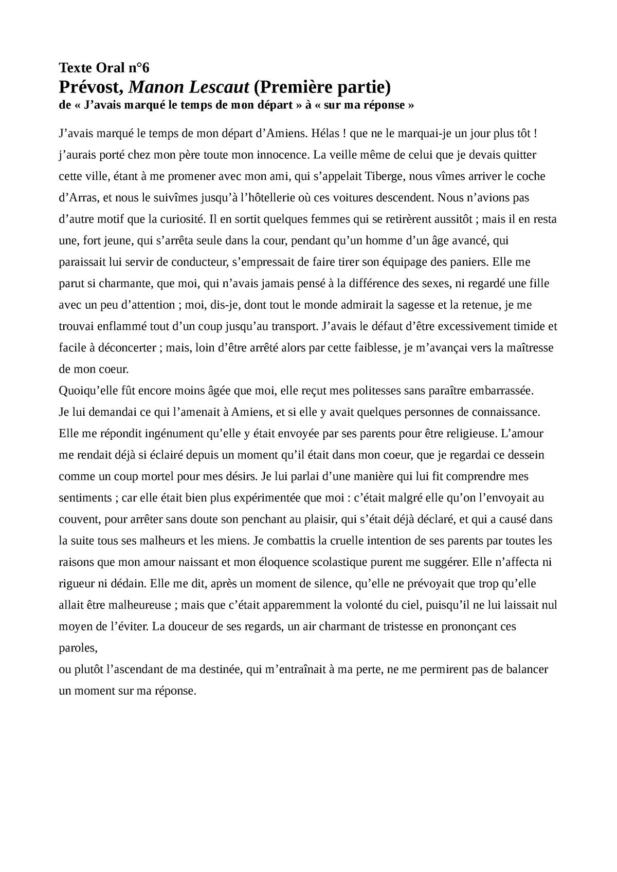 dissertation bac de francais manon lescaut