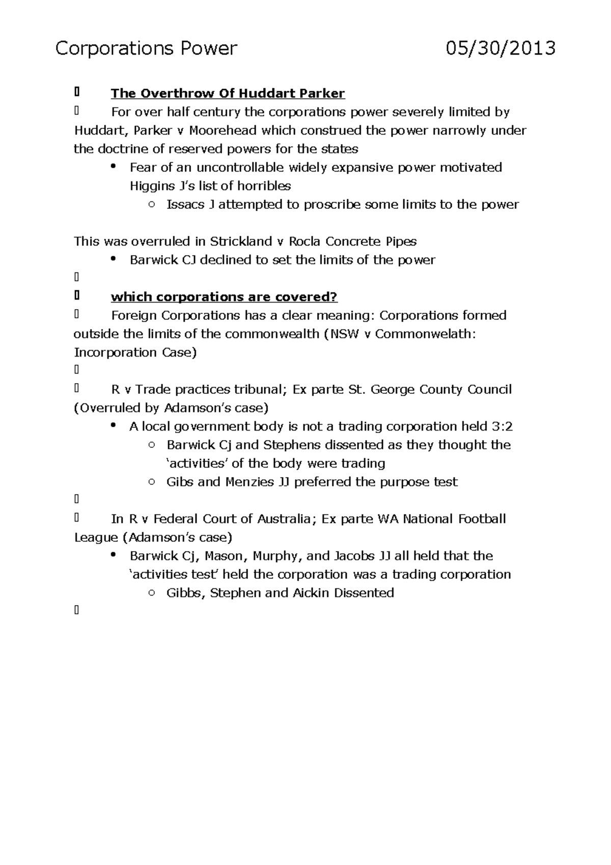 Summary Constitutional Law Complete Corporations Power Laws1116 Studocu