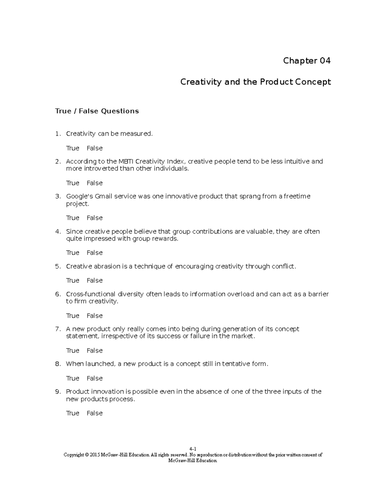 Creativity and the Product Concept - Chapter 04 Creativity and the ...