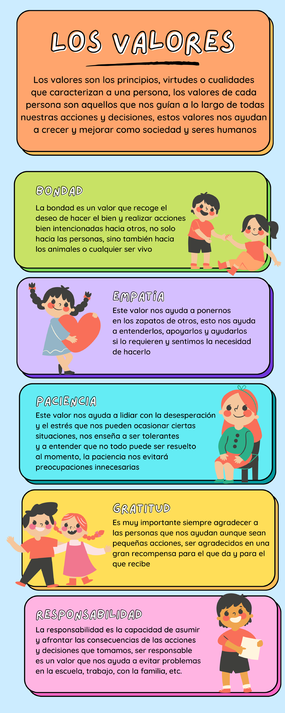 Infografia Sobre Los Valores Ilustrada Divertida Colorida - Ética Y ...