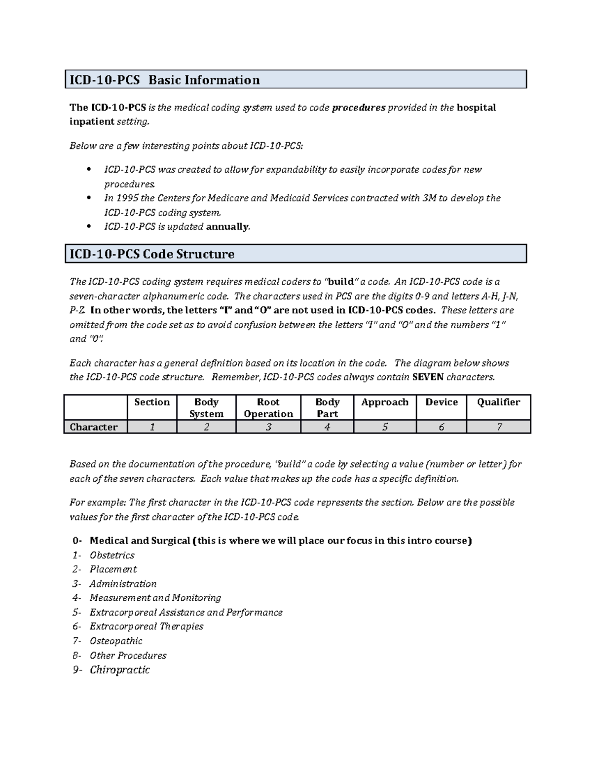 ICD 10 PCS lesson index tables structure Jan23 ICD10PCS Basic