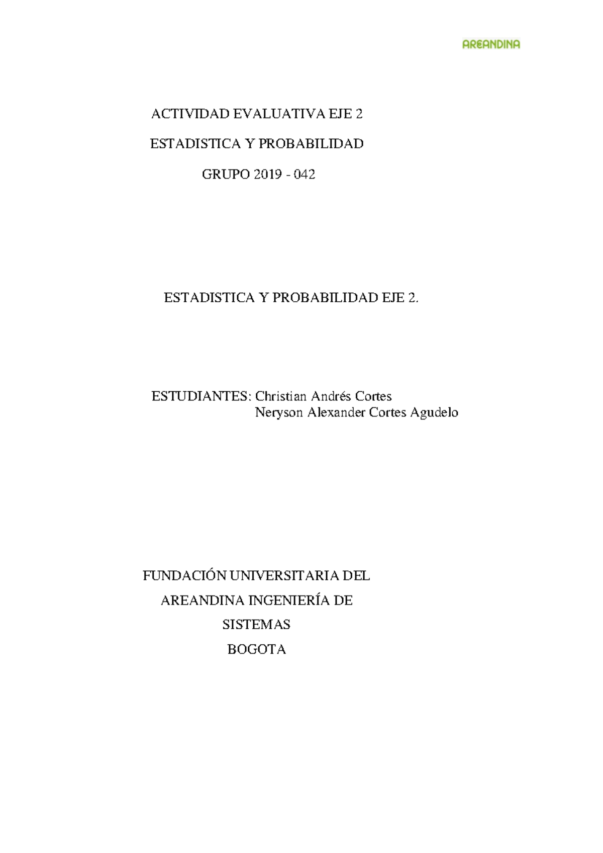 Documento Eje 2 Estadistica Y Probabilidad - Estadística - POLI - Studocu