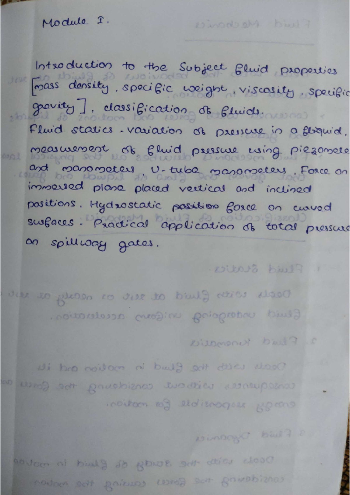 Ktu 2019 scheme Fluid Mechanics module 1 Fluid mechanics and