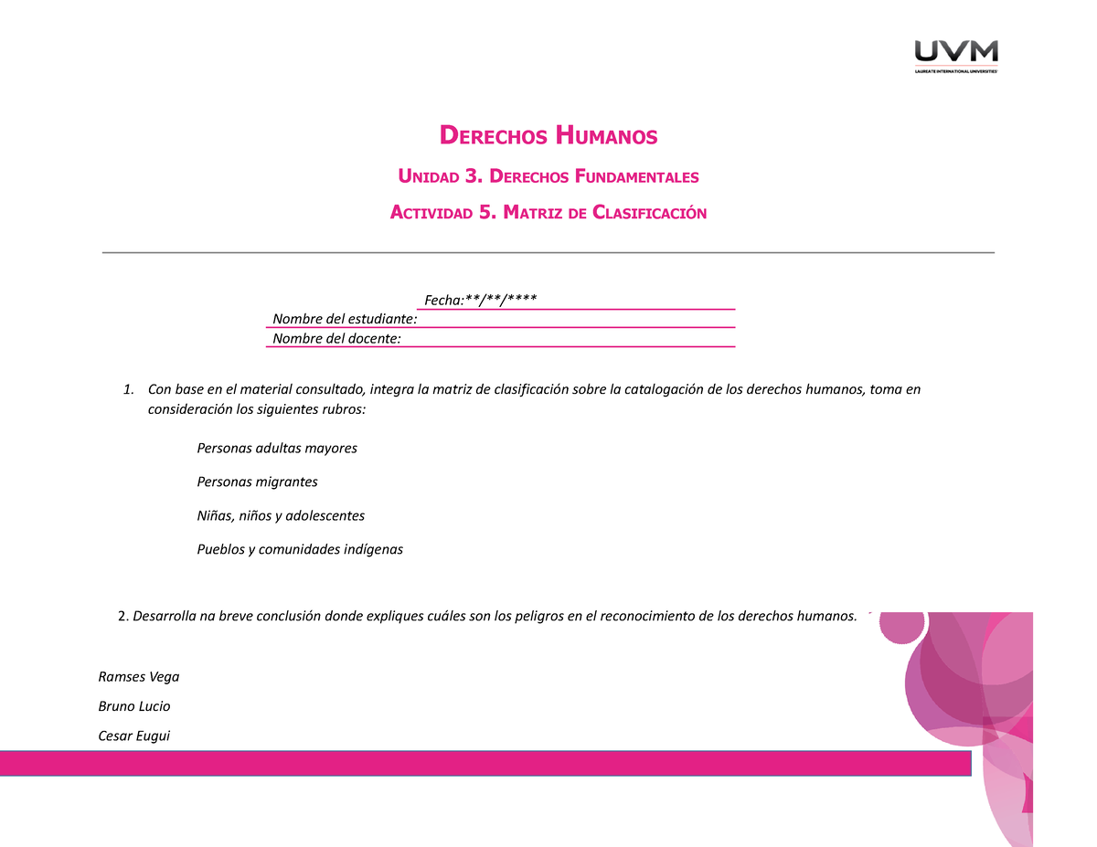 ACT 5 DH - Actividad 5 Derechos Humanos - DERECHOS HUMANOS UNIDAD 3 ...