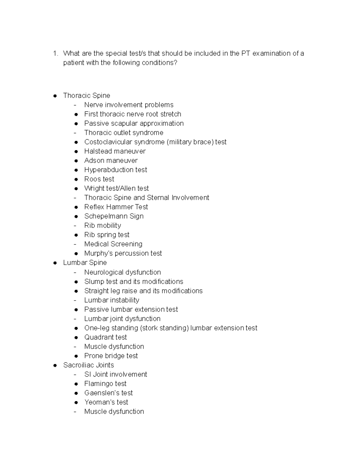 Special test 2 Rationale, procedure, indication, and positive signs