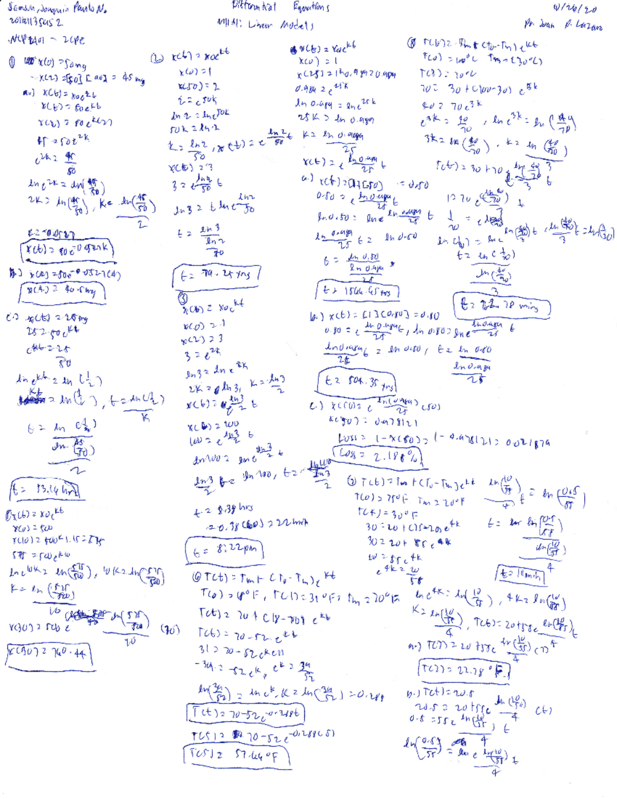 Module 11 Activity 1 Linear Models in Differential Equations - ' $6^u ...