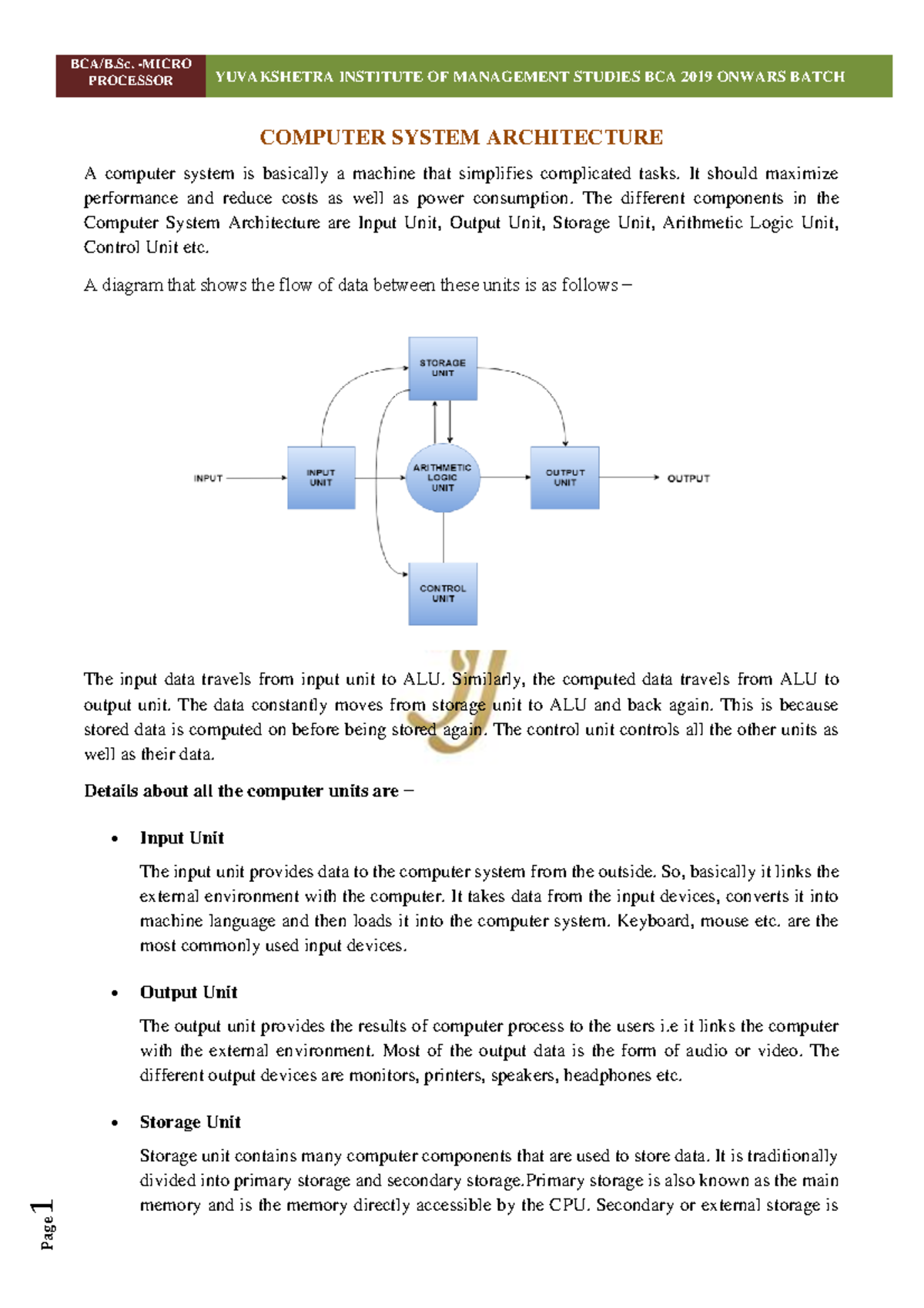 UNIT I study material for computer science students - PROCESSOR ...