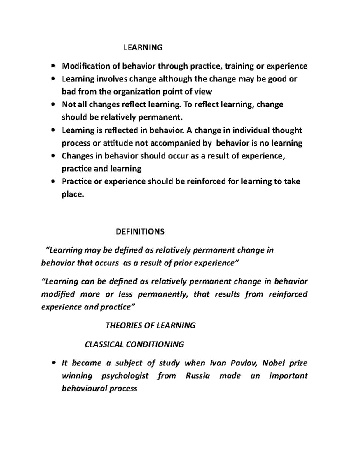 OB unit-3 Learning, Stress - LEARNING Modification of behavior through ...