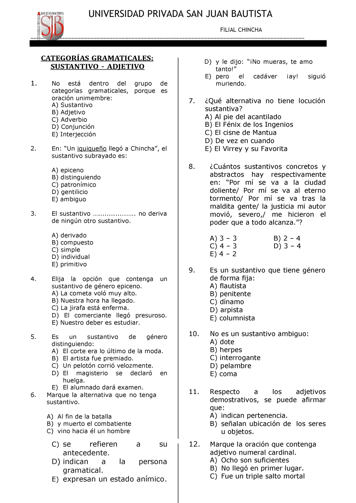 Semana 07 - Práctica Categorías Gramaticales - UNIVERSIDAD PRIVADA SAN ...