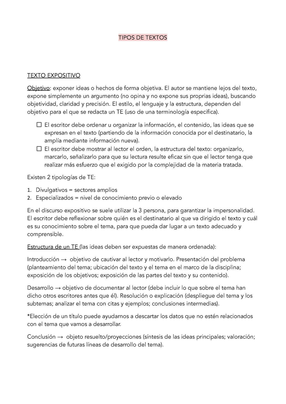 Tipos De Textos Tipos De Textos Texto Expositivo Objetivo Exponer Ideas O Hechos De Forma 6566