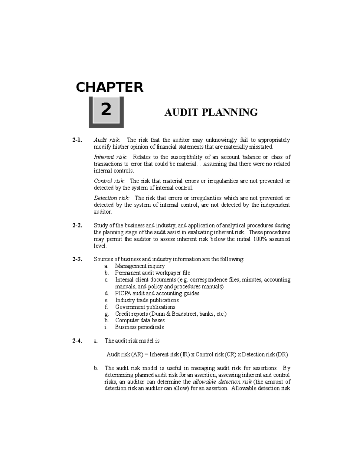 Applied Auditing Chapter 02 - Answer - Accountancy - StuDocu