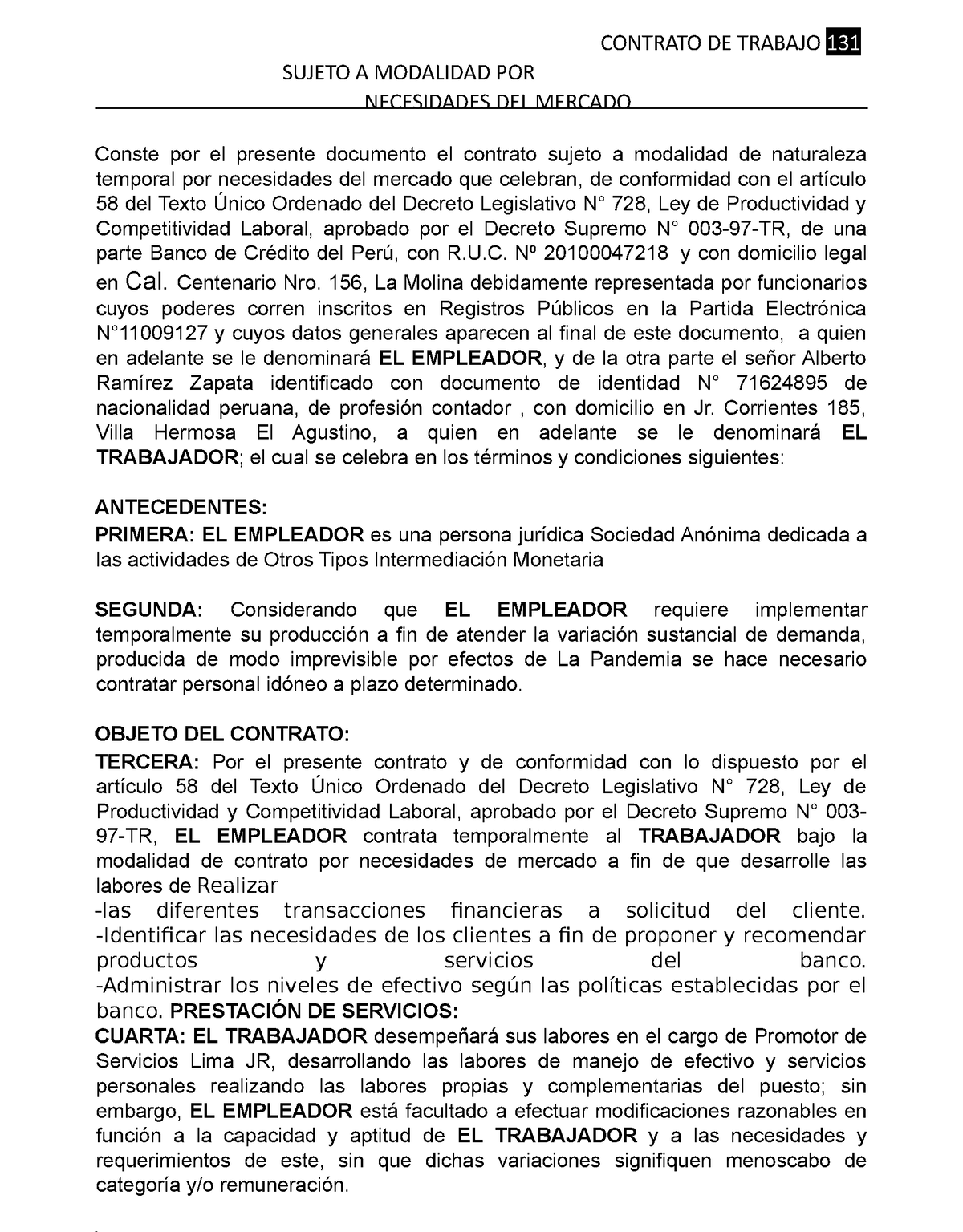 0 Contrato Por Necesidad Del Mercado Ejemplo Contrato De Trabajo 131