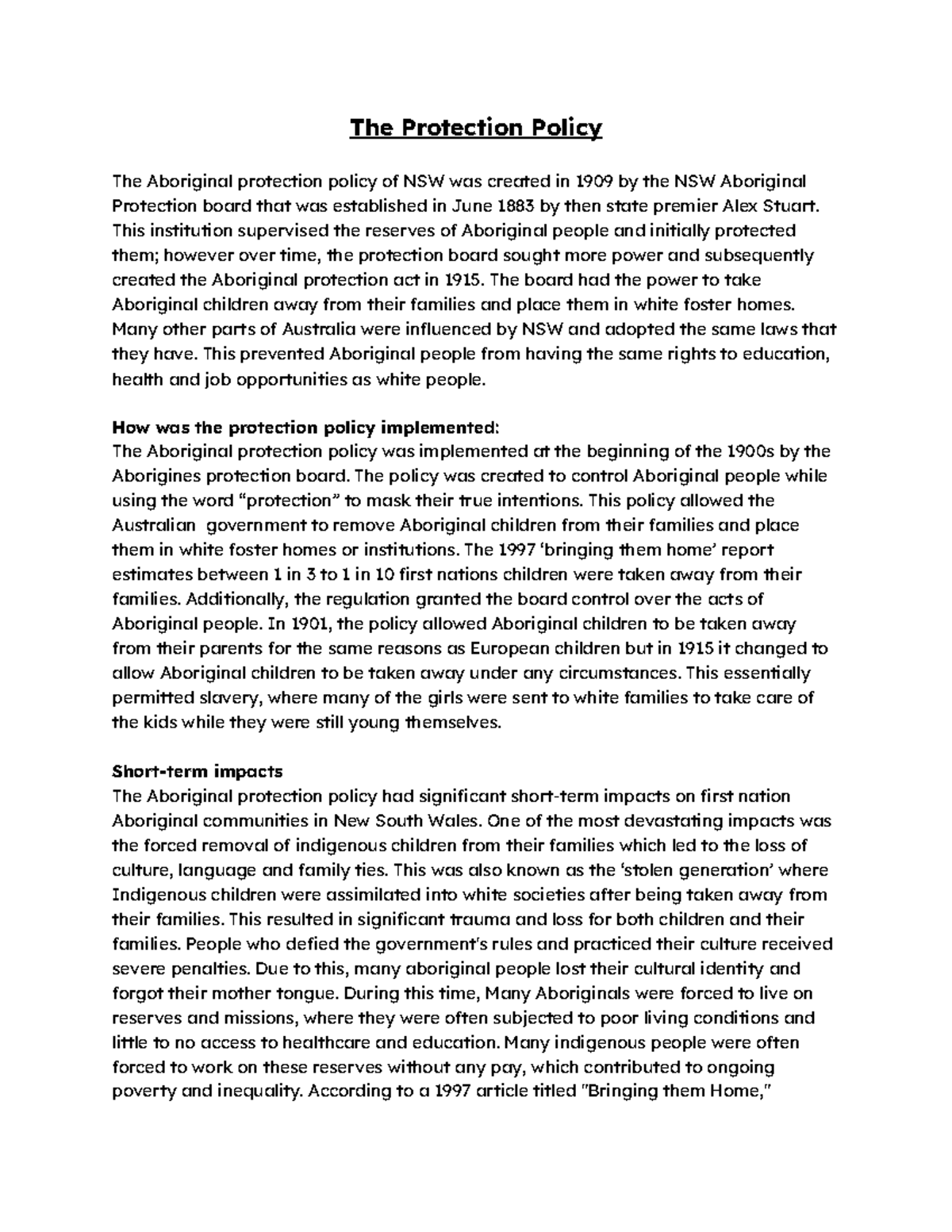 The Protection Policy - This institution supervised the reserves of ...