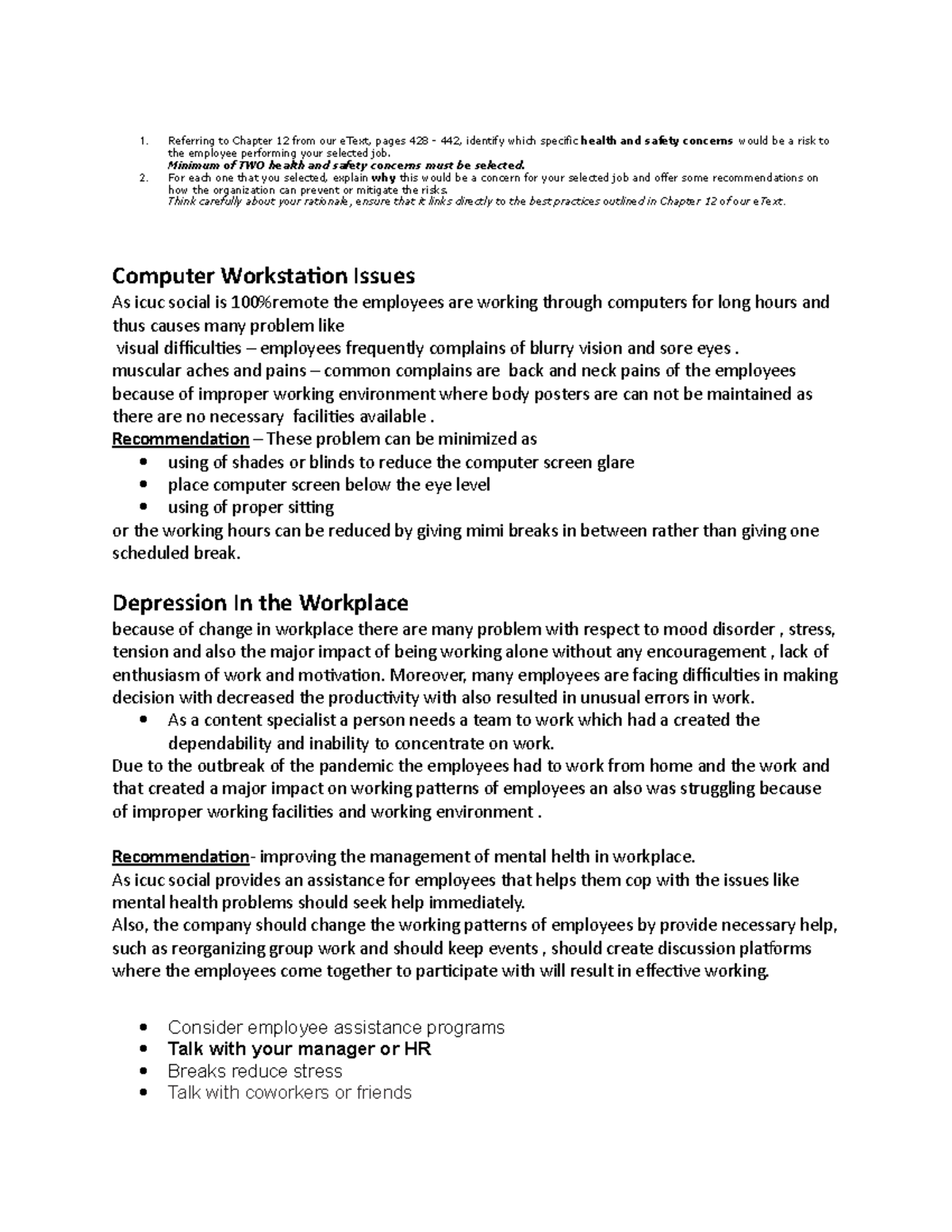 HRM - group part 4 - Referring to Chapter 12 from our eText, pages 428 ...