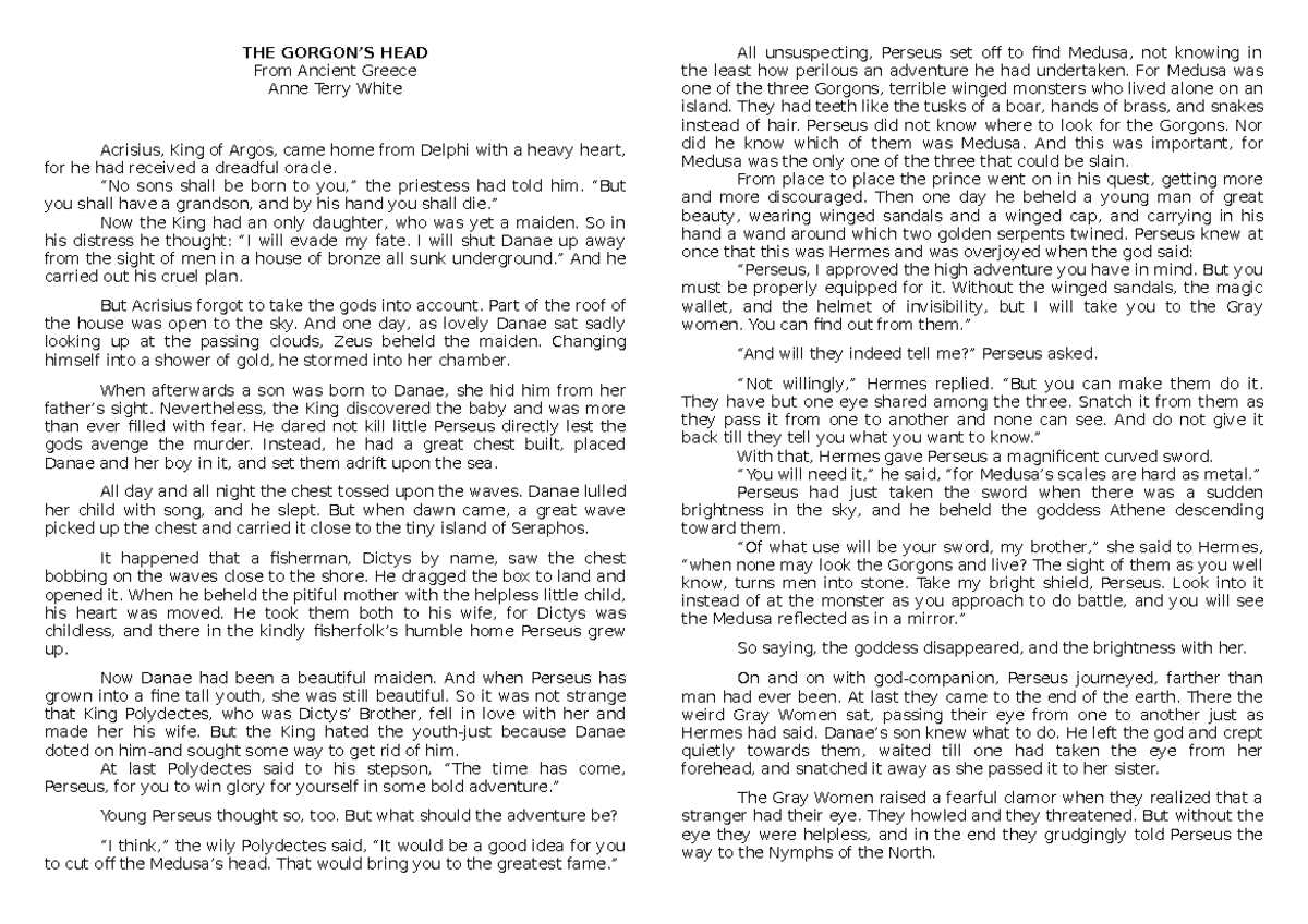 THE HEAD For English 10 THE HEAD From Ancient