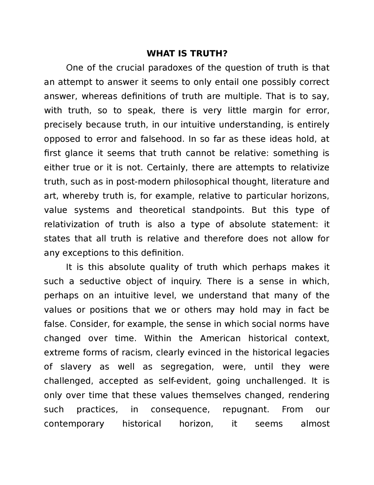 essay on truth is