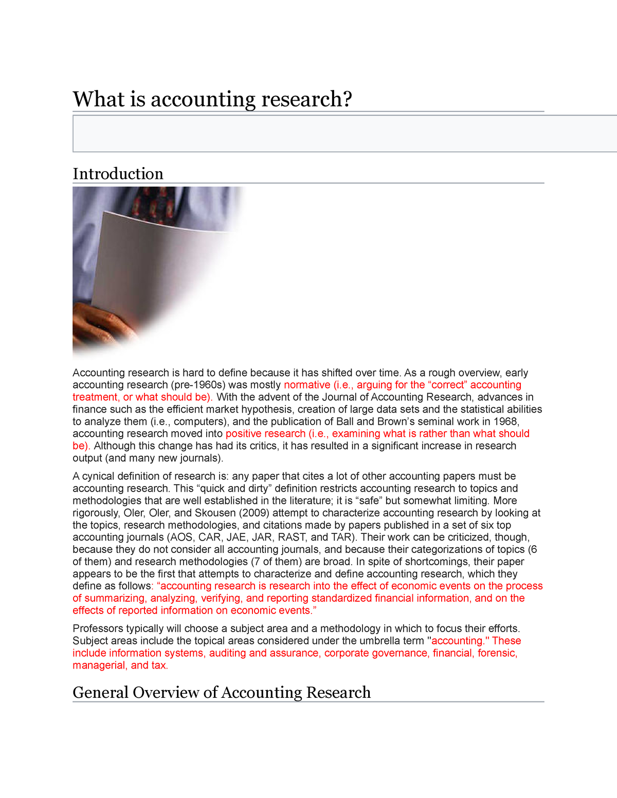 accounting research study definition