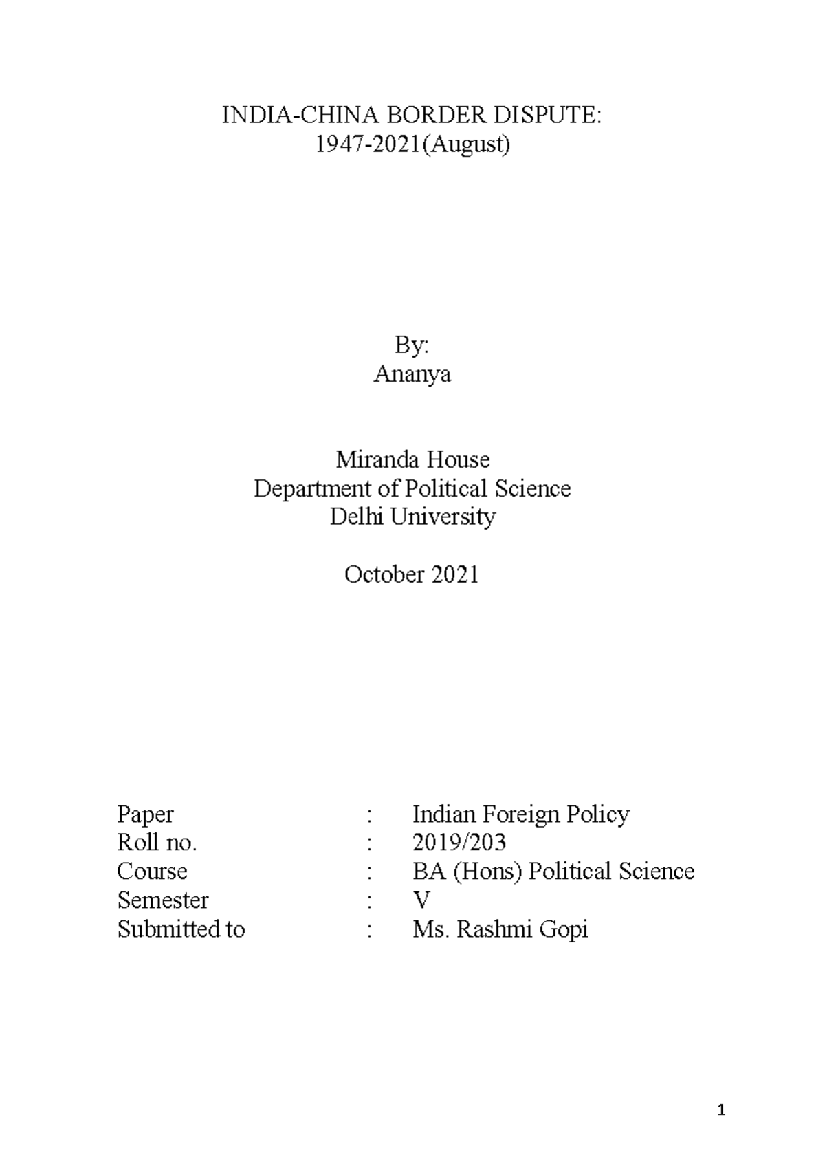 India China border dispute - INDIA-CHINA BORDER DISPUTE: 1947-2021 ...