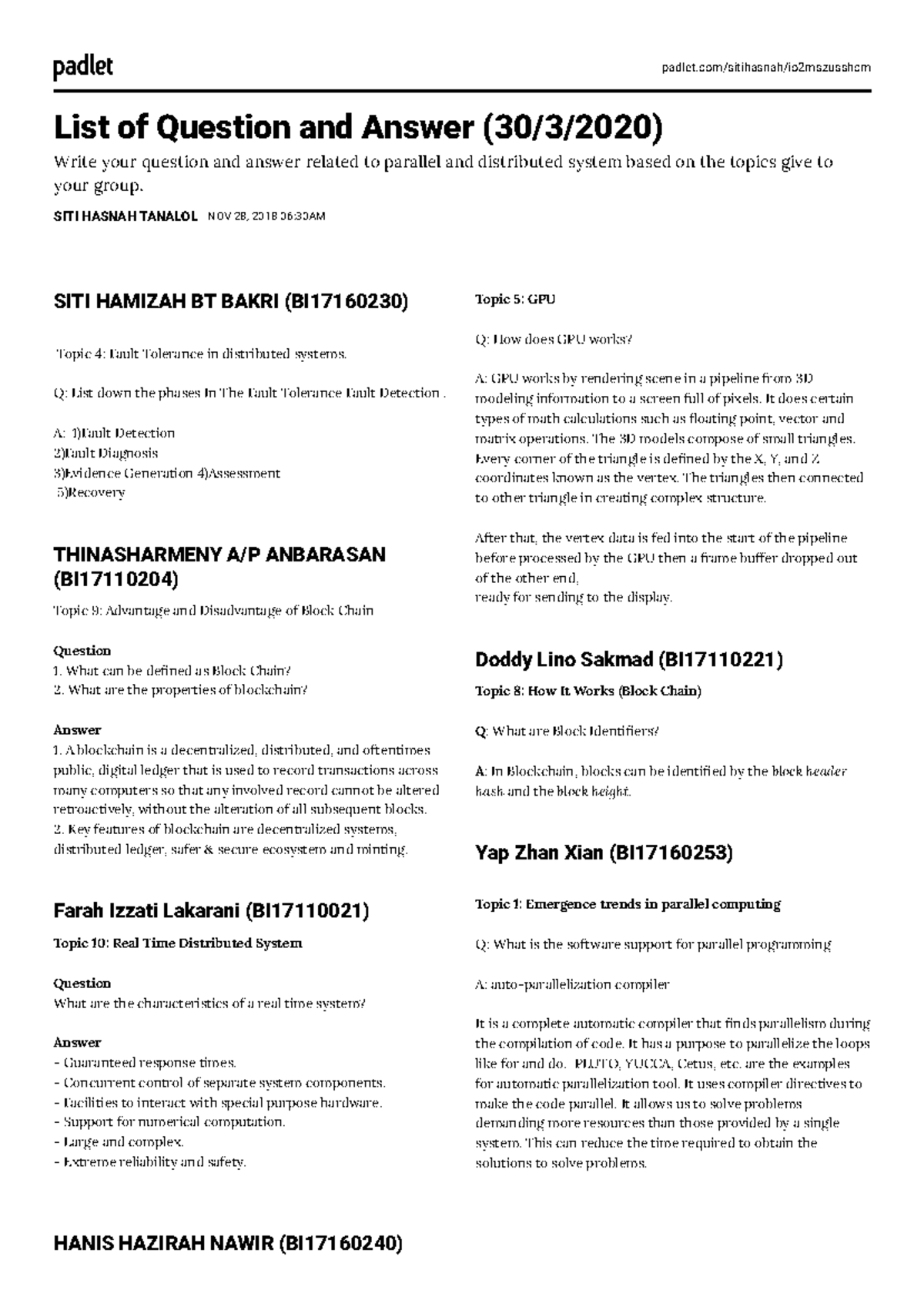 Introduction to Parallel and Distributed System - padlet/sitihasnah ...