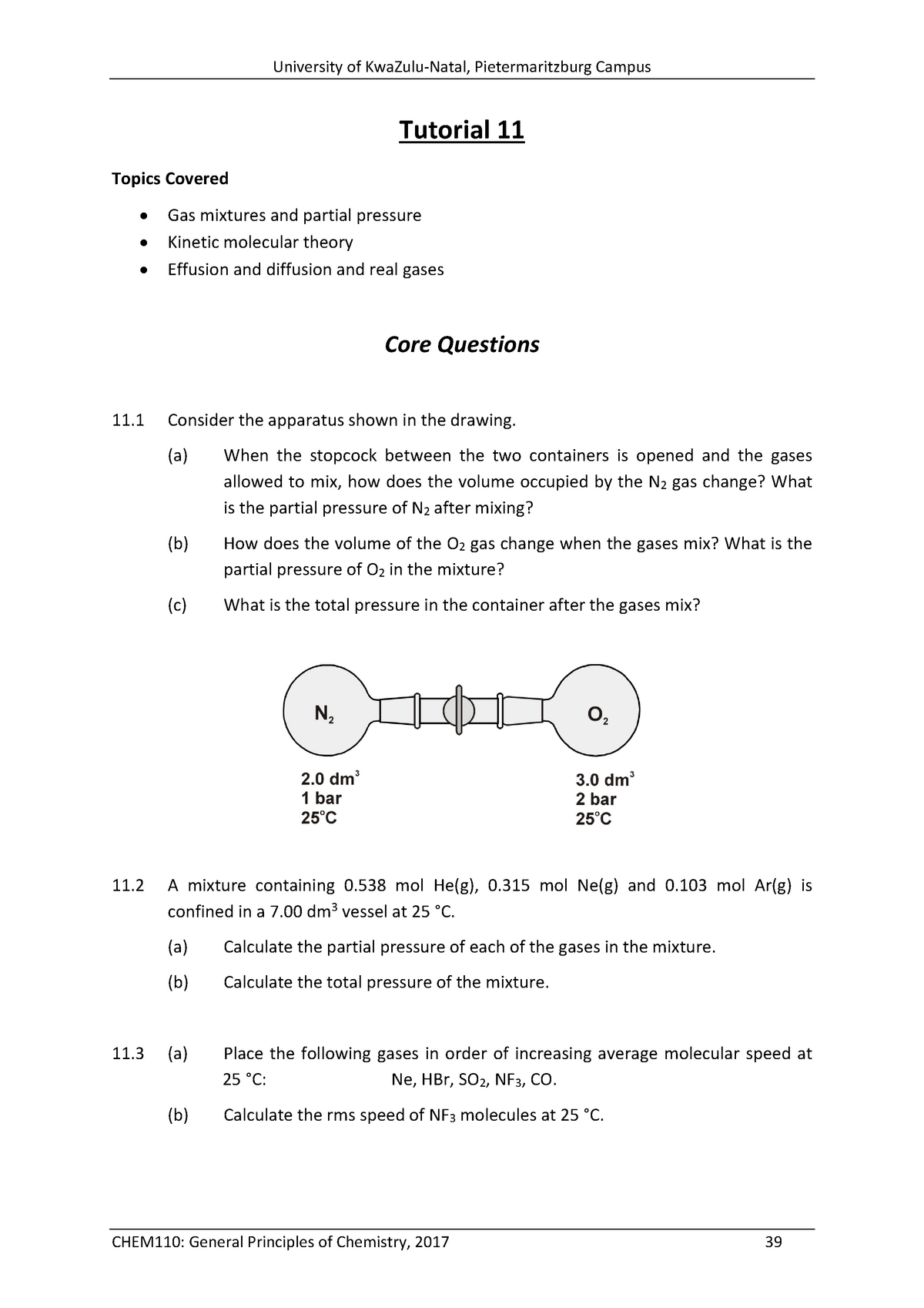 CHEM110 Tutorials 2017 11 - University Of KwaZulu‐Natal ...