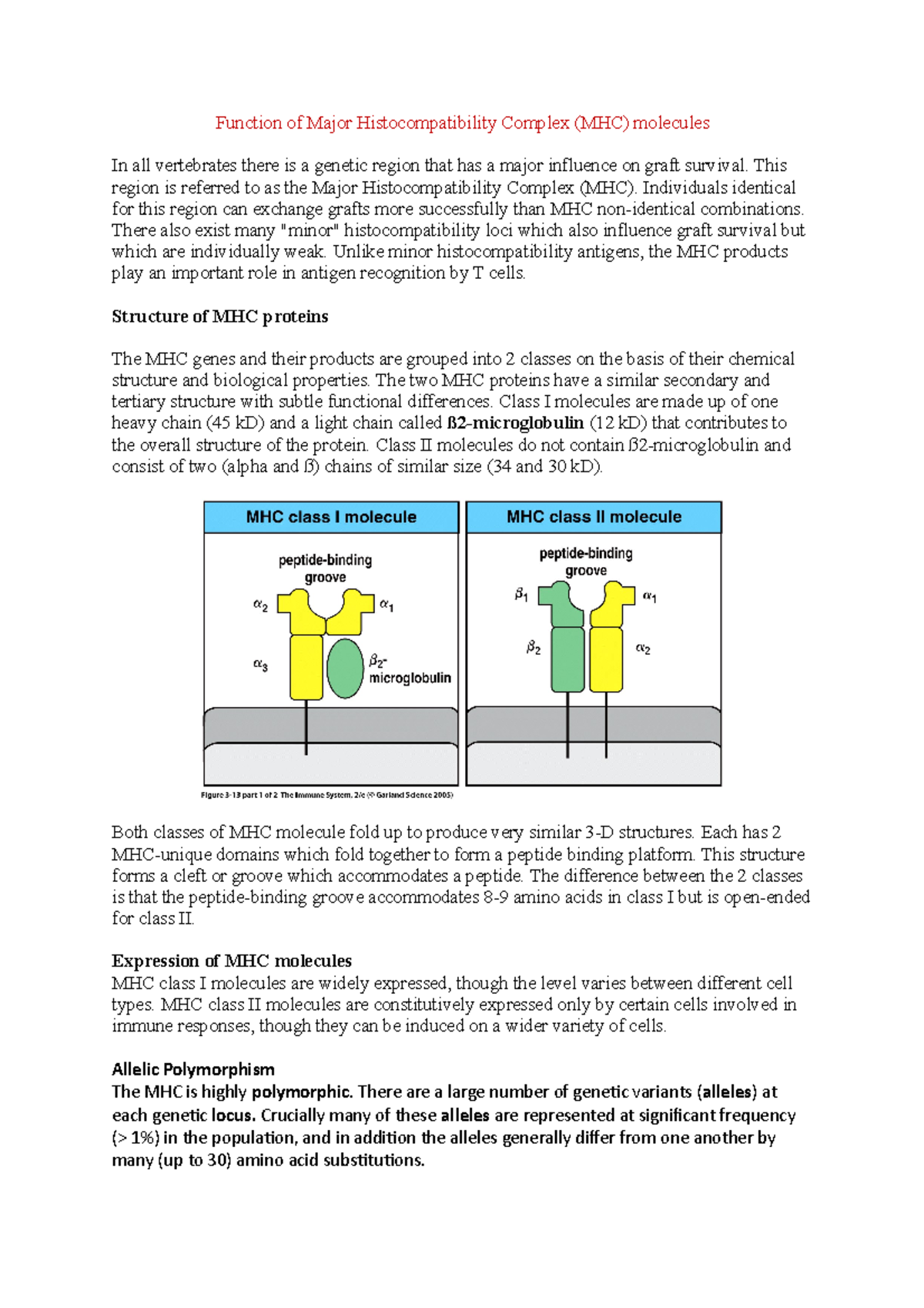 BC3005 Major Complex Function of Major