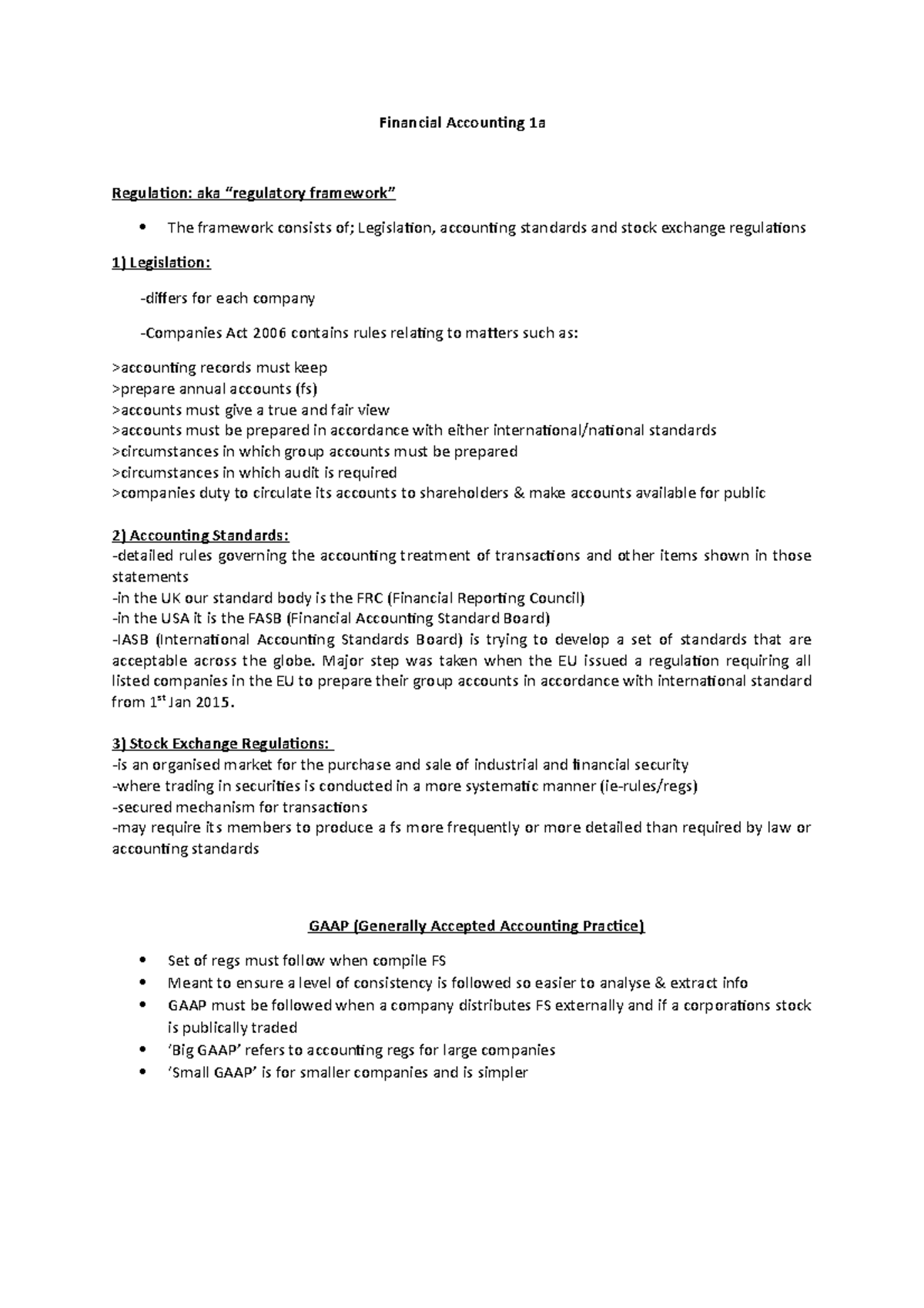 Financial Accounting 1a - regulatory framwork - Financial Accounting 1a ...