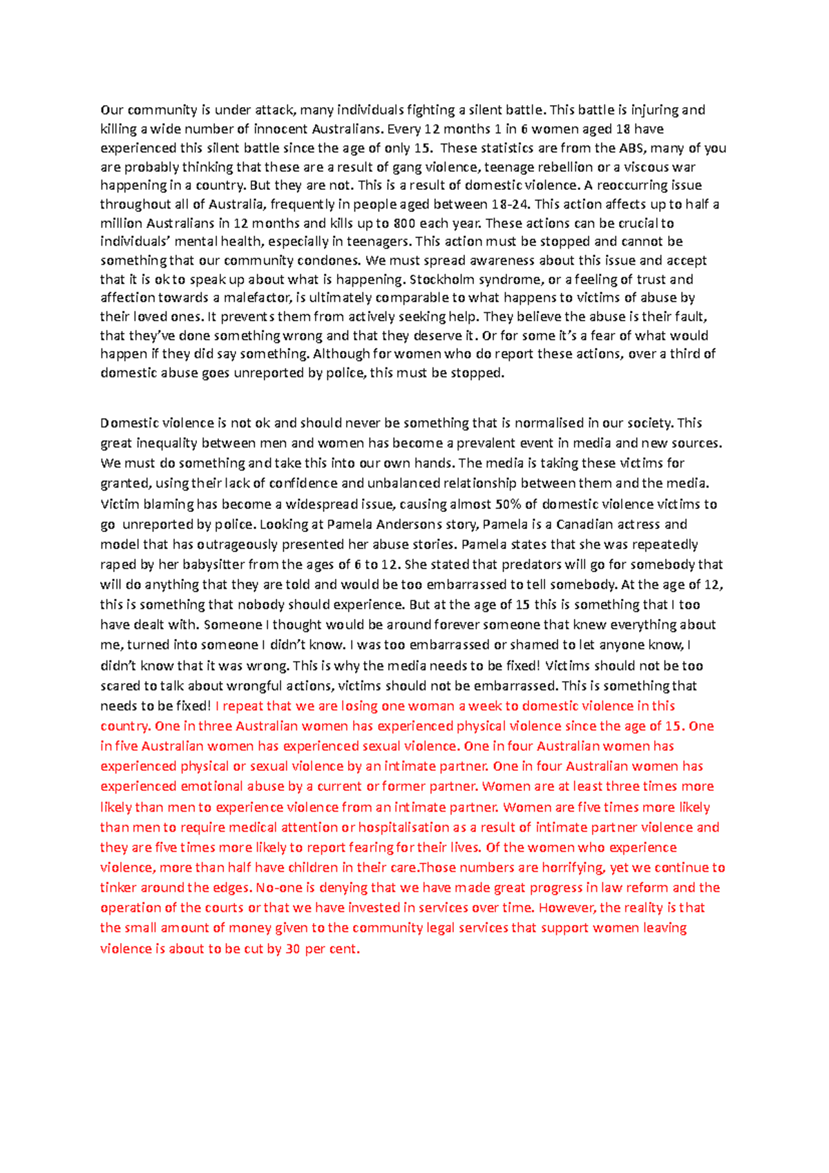 persuasive essay about domestic violence