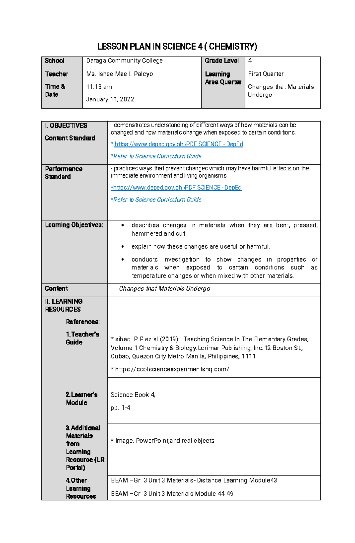 DLP5EMCSci101(Chemistry & Biology) Paloyo, Ishee MAE I. II BEED4