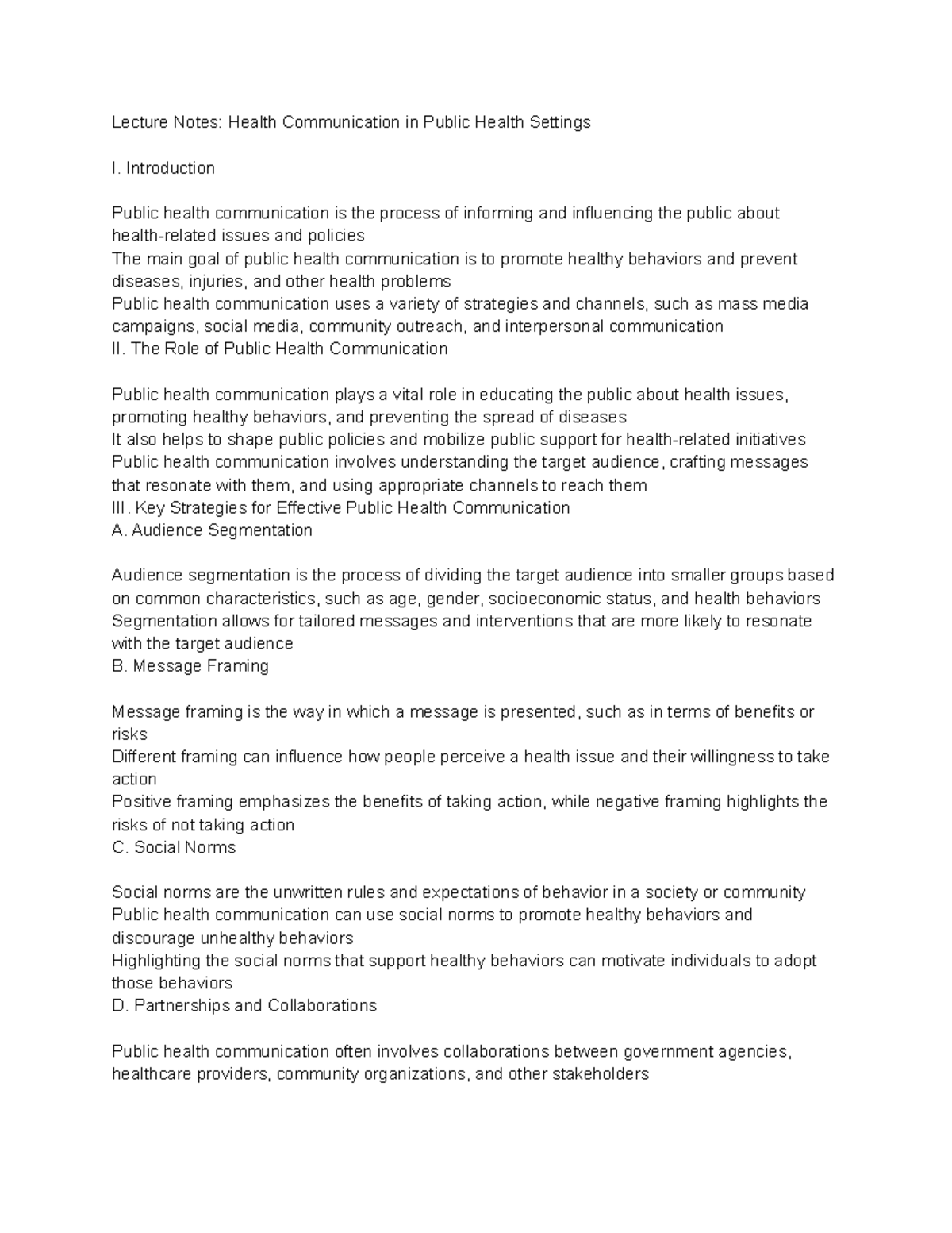 Health Communications (HLE2410) Lecture 36 Health Communication in