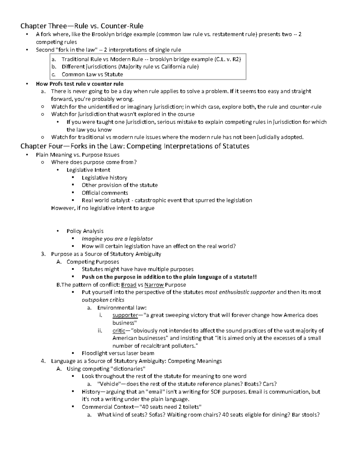 GTM Outline Copy - Chapter Three—Rule vs. Counter-Rule A fork where ...