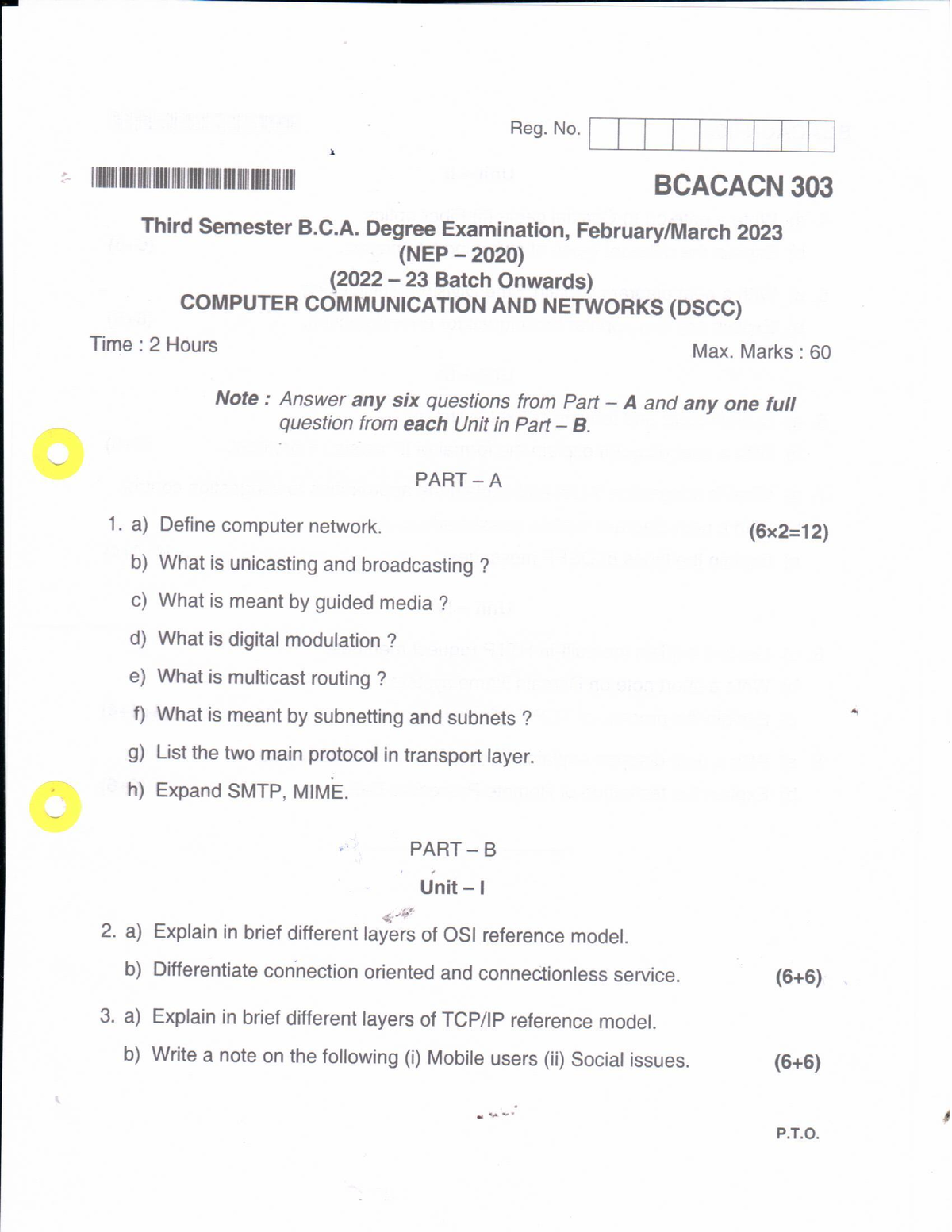 BCA III Semester Computer Communication And Networks NEP Feb 2023 - BBA ...